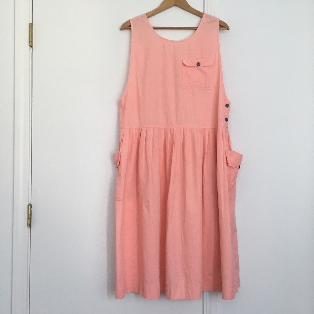 VTG 90s Smock Dress Salmon Pink Denim Vintage